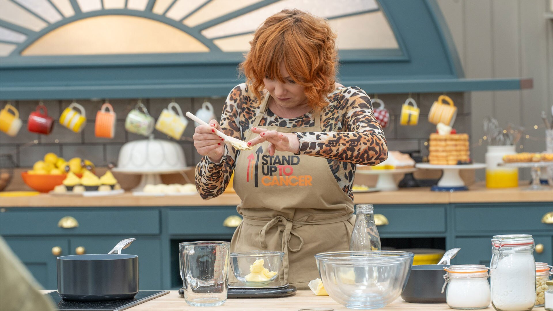 The Great Celebrity Bake Off for SU2C S8E3 Kate Garraway, Phil Wang, Gbemisola Ikumelo, Sophie Willan