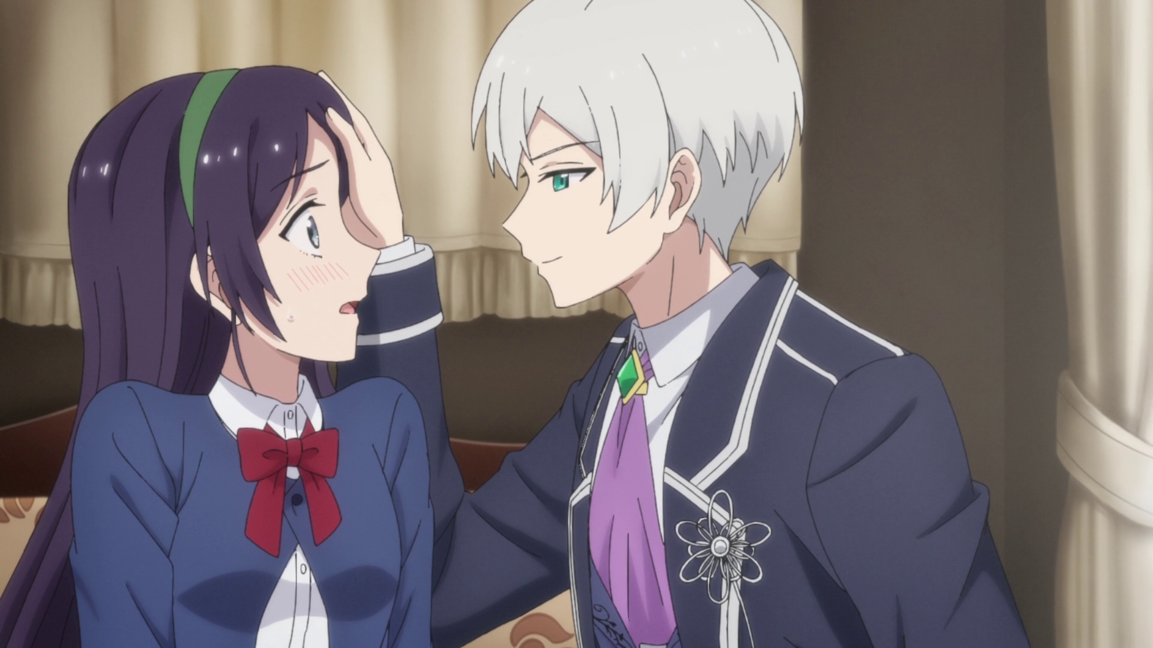 Yowaki MAX Reijou nanoni, Ratsuwan Konyakusha-sama no Kake ni Notte Shimatta S1E3 Enrolling on the Set of an Otome Game?!